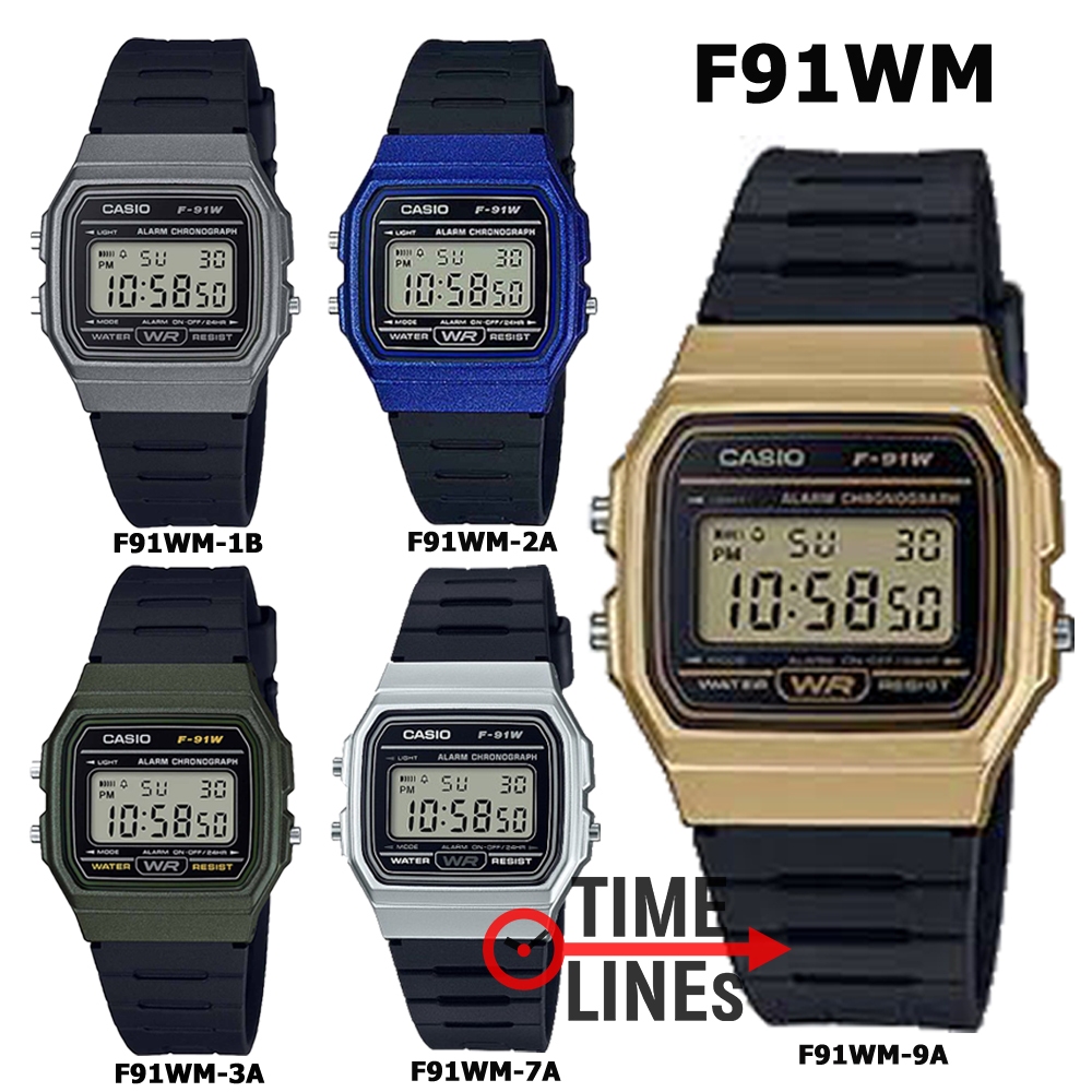 CASIO รุ่น F91WM นาฬิกาข้อมือ สายเรซิ่น มี 5 สี พร้อมกล่องและประกัน 1ปี F91 F91W F-91WM F91WM