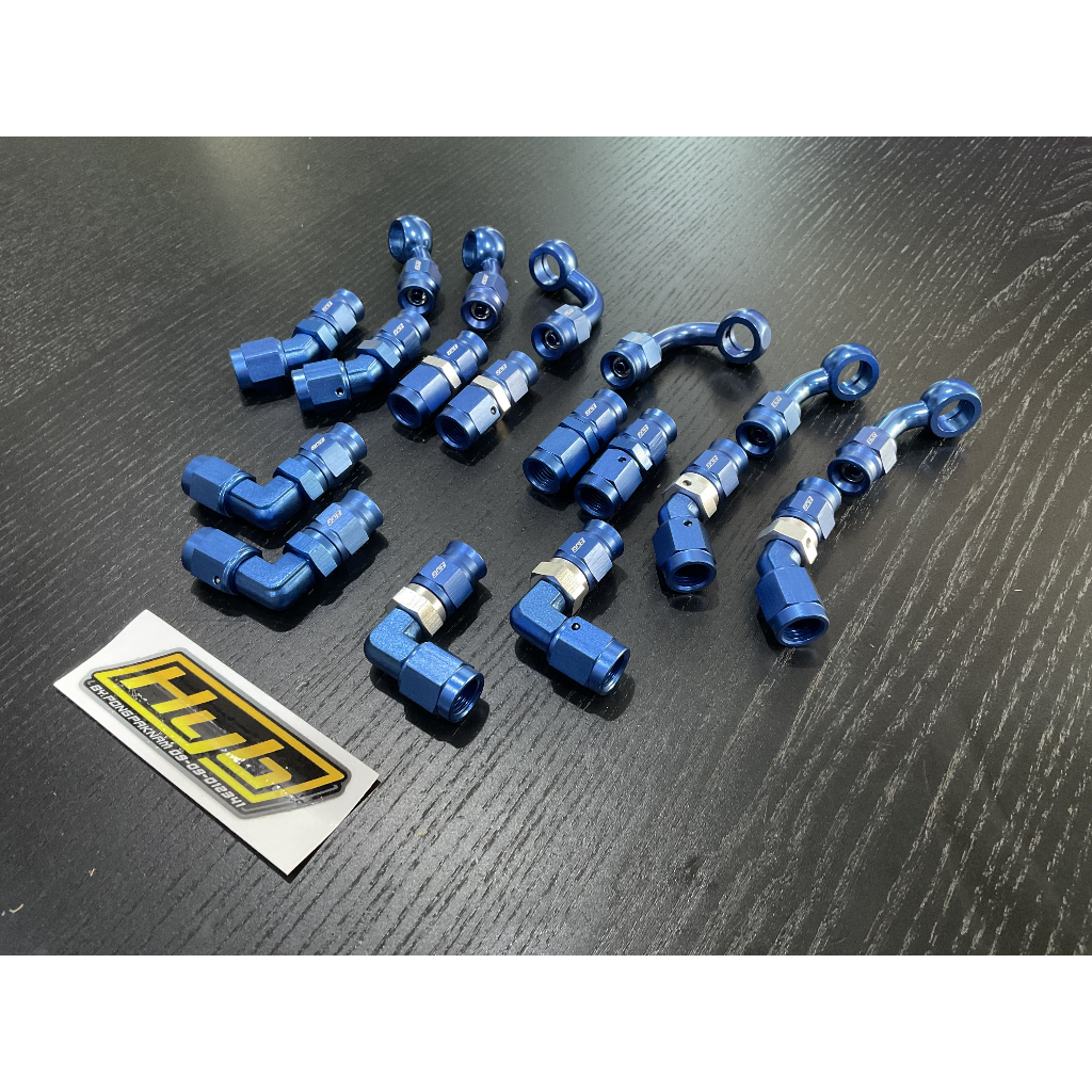 HYB AN3 สีน้ำเงิน หัวตรง บันโจ 45 90 (ชิ้นละ) เบรค HYB(13)