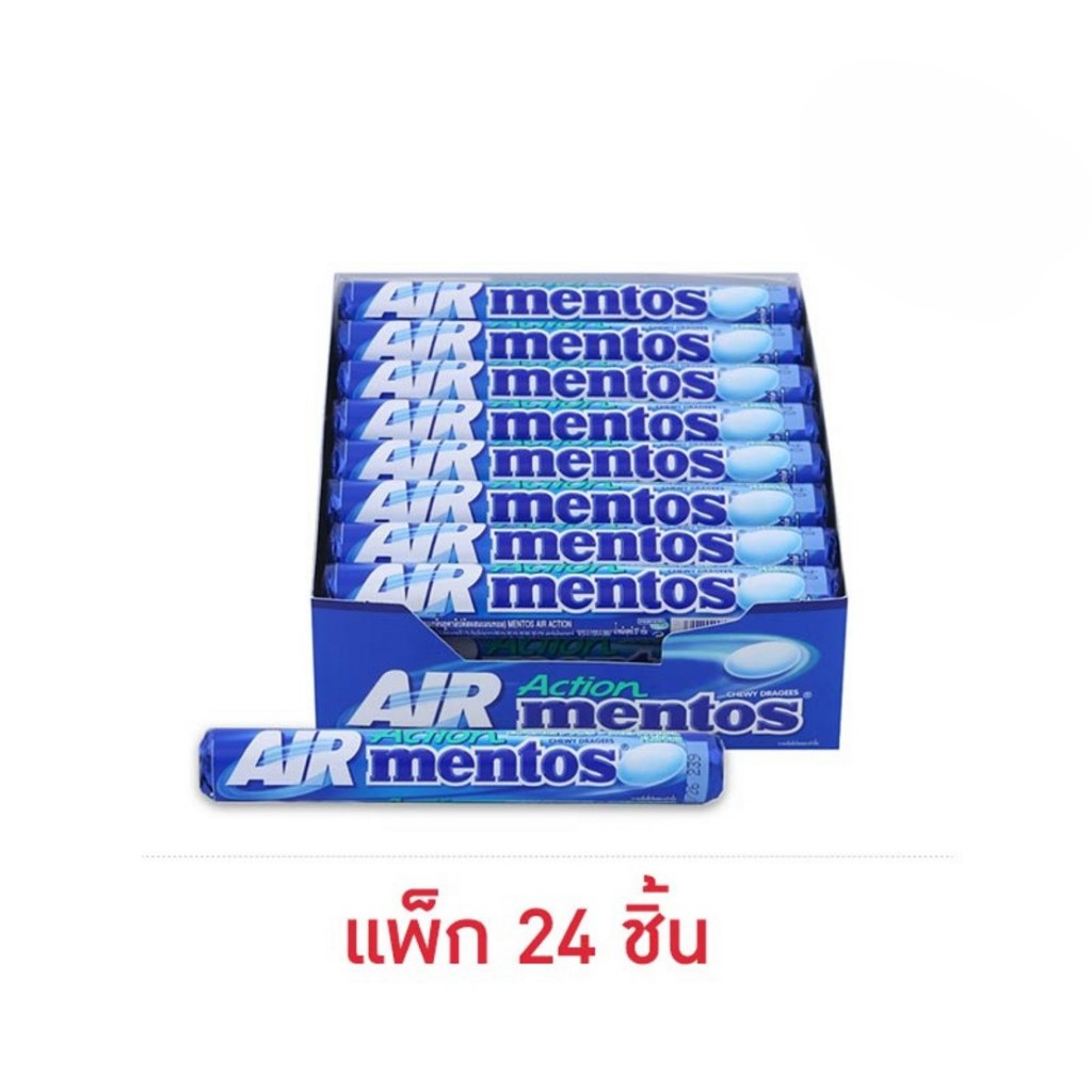 เมนทอส ลูกอมแอร์แอคชั่นแท่ง 37 กรัม (แพ็ก 24 ชิ้น)