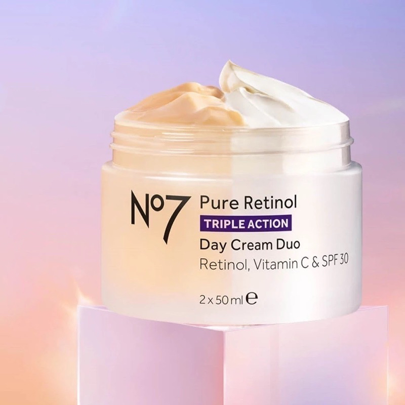 No7 Pure Retinol Triple Action Day Cream Duo Retinol, Vitamin C & Spf 30 2X50ML