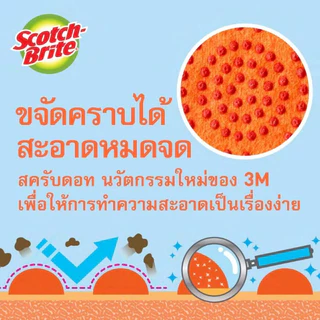 3M Scotch-Brite® สก๊อตช์-ไบรต์ แผ่นใยขัดฟองน้ำสครับดอท เหมาะใช้กับภาชนะเคลือบ