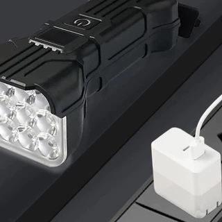 🔥1200mAh ไฟหน้าจักรยาน Super Bright USB-C 12 ลูก LED ไฟหน้าจักรยานแบบชาร์จไฟได้พร้อมแตรอุปกรณ์จักรยานกันน้ำ