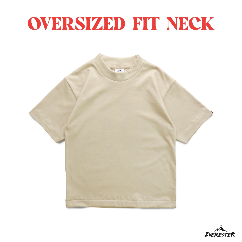 EVERESTER เสื้อยืดเด็ก อายุ 4-12 ปี คอฟิต Heavy Cotton 100% Oversize สีเบจ ดำ ขาว เด็กผู้ชาย Konf