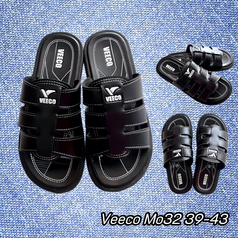 รองเท้าแตะ VEECOแบบสวมผู้ชาย รุ่น 🔺MO-32🔺สีดำ พื้นยางPvc สไตล์แฟชั่น พร้อมส่งจากไทย