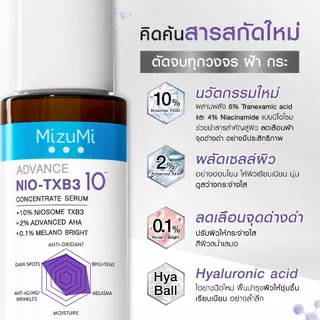 MizuMi Advance Nio-TXB3 Concentrate Serum 30 ml เซรั่มฝ้า สูตรเข้มข้น 10% ลดเลือนฝ้าหนา ฝ้าแดด จุดด่างดำ