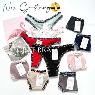 กางเกงในผู้หญิง secret G-string 8161 จีสตริง เอวต่ำ ผ้าบางนิ่ม แต่งขอบลูกไม้สีสวย เซ็กซี่