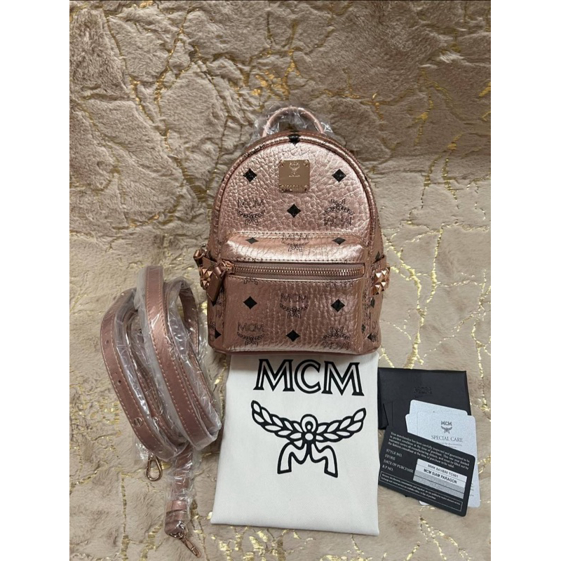 New mcm x-mini backpack rose gold ของแท้ 💯%