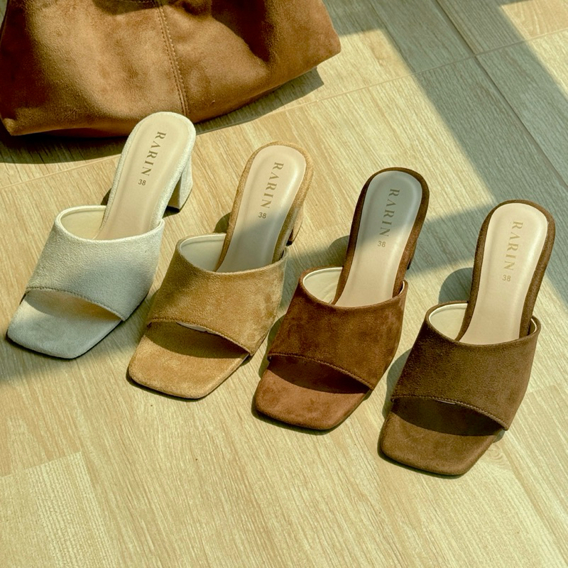 Rarin ☀️🐪 [ Camel ] 36 - 41 รองเท้าส้นสูง 2.5นิ้ว หนังกลับ **เท้าอวบ/เท้ากว้าง เพิ่ม 1 ไซส์**