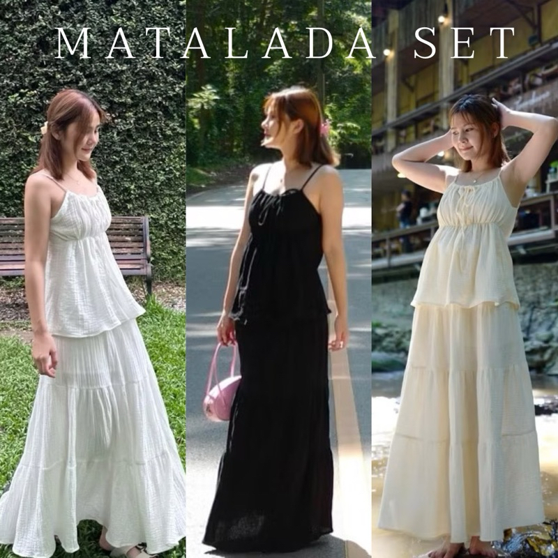 𝐌𝐀𝐓𝐀𝐋𝐀𝐃𝐀 𝐒𝐄𝐓 งานผ้าสาลูเซต2ชิ้น เสื้อ+กระโปรง เสื้อผ้าสาลูน่ารักมาก Matalada Set กระโปรงยาว (โรงงานผ้าที่ไทยร้านผลิตเอง)