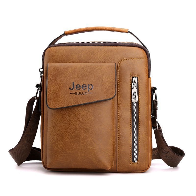 กระเป๋าสะพายผู้ชาย Jeep กระเป๋าหนังวินเทจ ลายหนังมีซิป ทรงเมสเซนเจอร์ ถูกสุด ส่งไวในไทย