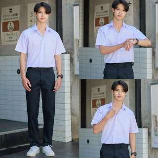 เสื้อนักศึกษาชาย แขนสั้น-แขนยาว สีขาวนวล/ขาวสว่าง เสื้อนักศึกษาผู้ชาย