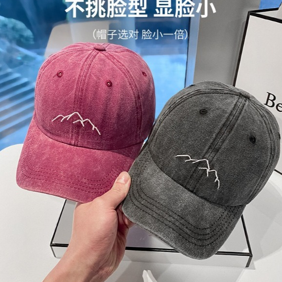 หมวกเบสบอล แบบนิ่ม ปักภูเขา มี 5สี  คุณภาพสู สไตล์วินเทจ