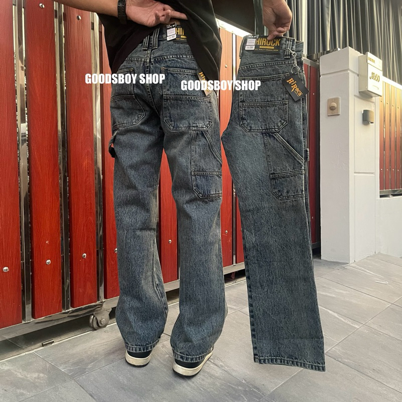 Hirockกางเกงยีนส์กระบอกใหญ่ทรงช่าง