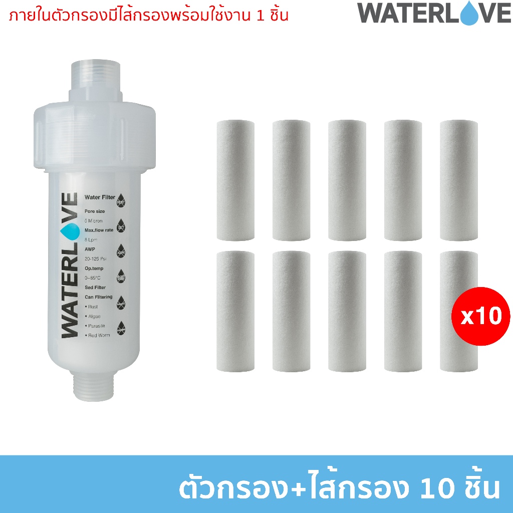 ฟิลเตอร์กรองน้ำฝักบัว 11ซม. ตัวกรองน้ำ พร้อมไส้กรอง 10 ชิ้น สามารถเปลี่ยนไส้ได้ ใช้ต่อกับวาล์วก๊อกน้ำขนาด 4 หุน