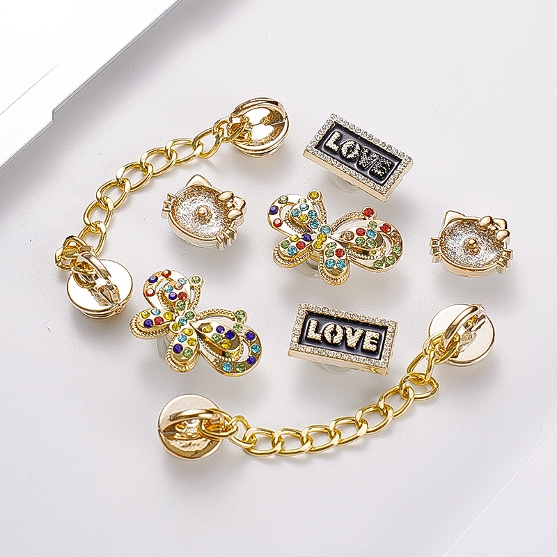 คริสตัลเจาะรองเท้าปุ่ม jibbits Charm จิบบิทรองเท้า สําหรับ DIY เครื่องประดับดอกไม้ส่วนบุคคล Clog รองเท้าอุปกรณ์ตกแต่งฤดู