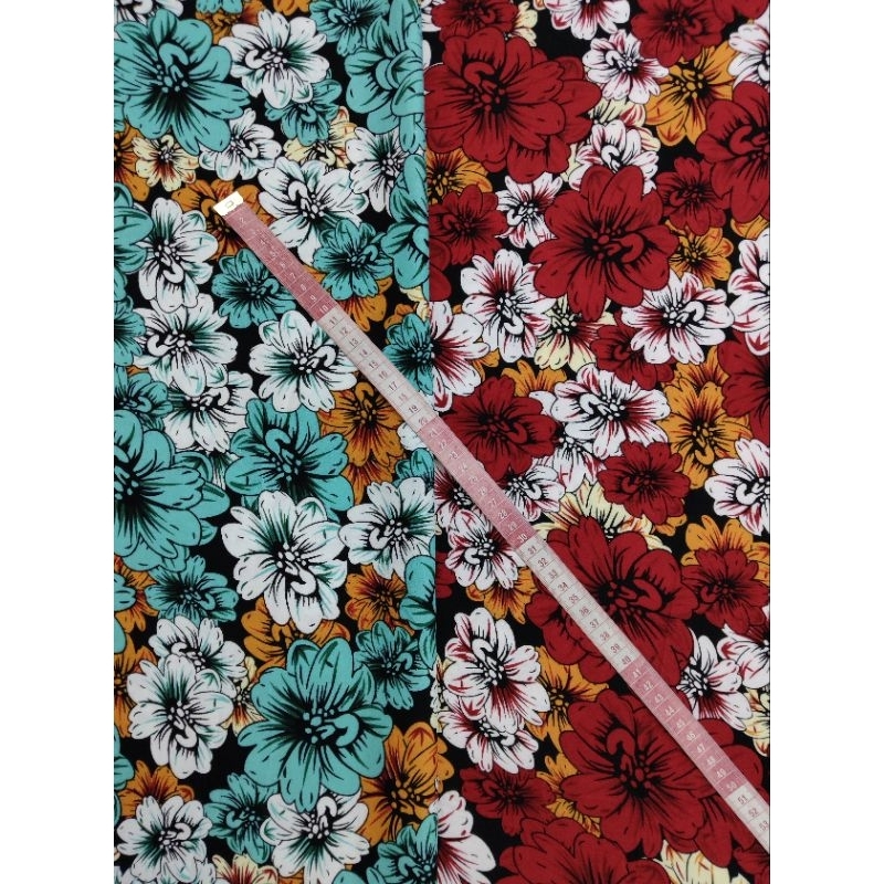 ผ้าสปัน ผ้าแมมเบิร์ต เนื้อนิ่มมาก ลาย Dahlia ชุด 2 สี รูปที่ 4