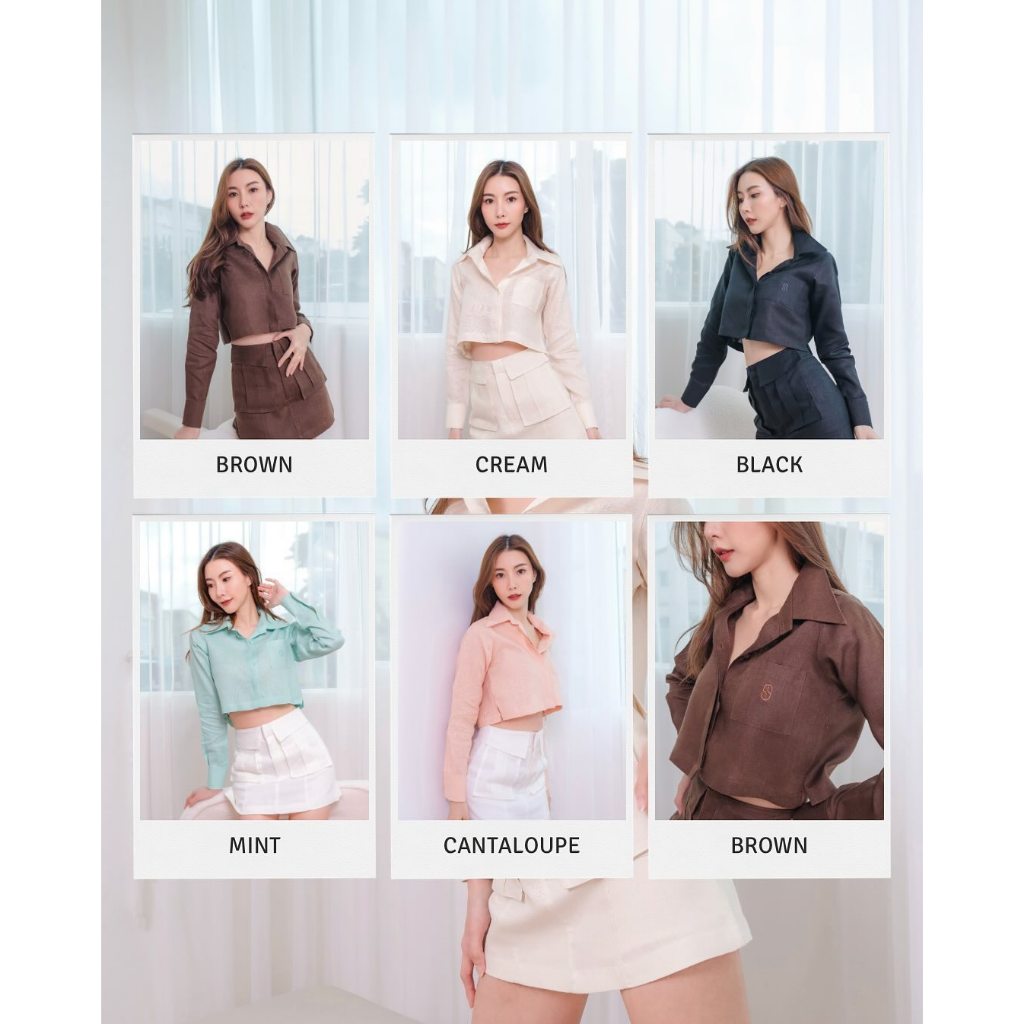 Selectedlook Aileen Shirt เสื้อเชิ้ตผ้าลินินแท้ แขนยาว มีกระเป๋าหน้า ปักโลโก้