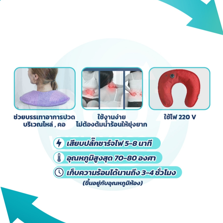 [360wellness+ร้านแนะนำ] กระเป๋าน้ำร้อนไฟฟ้า ตัวยู ประคบ คอ บ่า ไหล่ ถุงประคบร้อนไฟฟ้า ปวดเมื่อย - รูปที่ 4