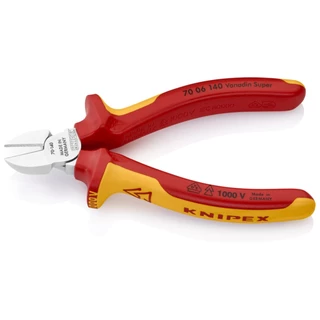 KNIPEX คีมปากเฉียงกันไฟ คีมปากเฉียงด้ามกันไฟ 1000V คีมปากเฉียง (VDE) ขนาด 5" 6" 7" ผลิตประเทศเยอรมัน (7006140, 7006160)