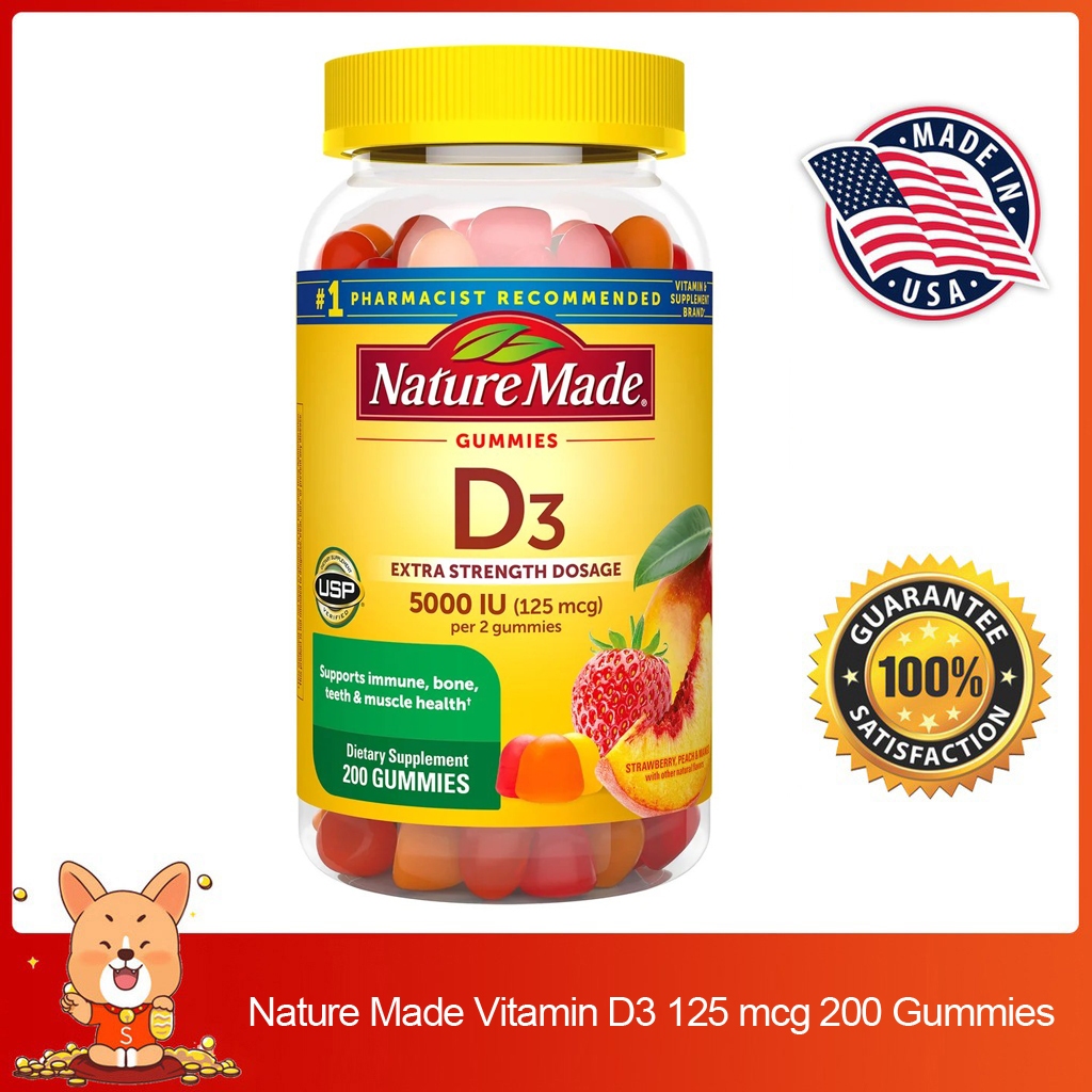 (Exp.06/2027)Nature Made Extra Strength Vitamin D3 125 mcg 200 Gummies