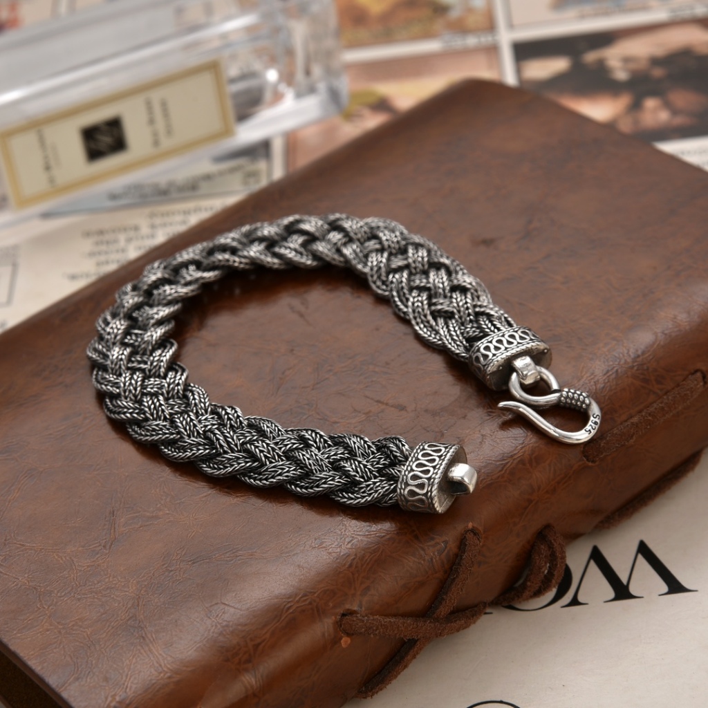 สร้อยข้อมือ Night Melody S925 เงินสเตอร์ลิงสไตล์เรโทรรูปหางจิ้งจอกสำหรับผู้ชายและผู้หญิง