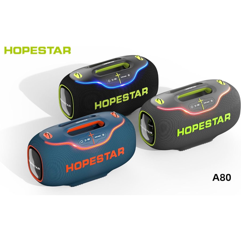 Hopestar A80 ลำโพงบลูทูธ 350วัตต์ พร้อมไมค์ลอย1อัน ลำโพง6ดอก มีไฟRGB ปรับเบส3โหมด  IPX6 ของแท้100%