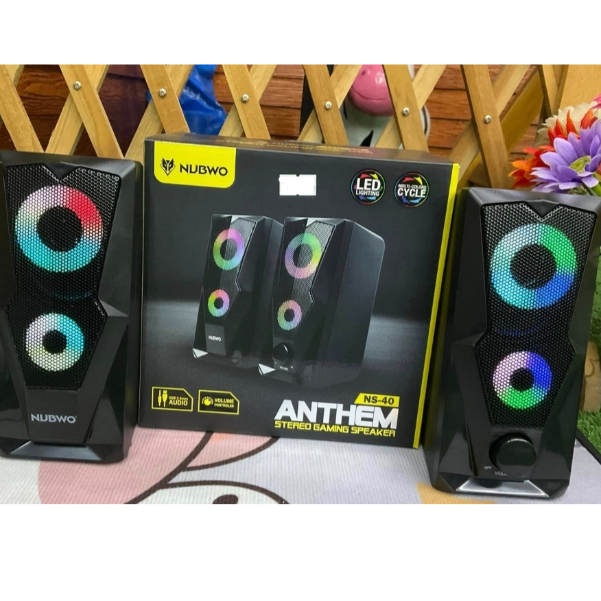 NUBWO 2.0 ลำโพง ANTHEM Model NS-40 USB LED Black ลำโพงตั้งโต๊ะ ออกแบบมาเพื่อคอเกมส์พร้อมไฟ LED MUTI 