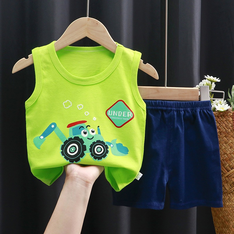 ชุดเด็ก เสื้อกล้าม+กางเกงขาสั้น เสื้อแขนกุด ผ้าฝ้าแท้ cotton Size 80-110 CM #140 - รูปที่ 4