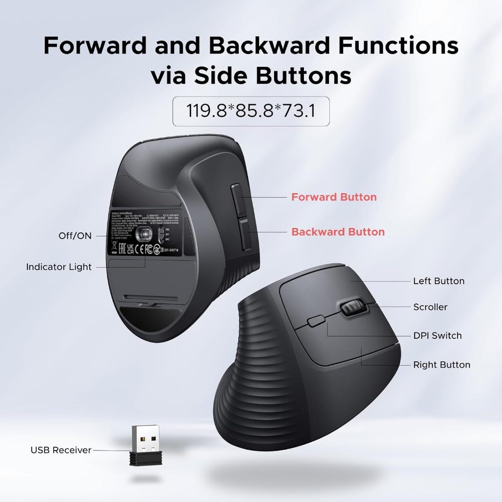 UGREEN เมาส์ไร้สาย Wireless Vertical Ergonomic mouse เมาส์เพื่อสุขภาพ เมาส์แนวตั้งไร้สาย รุ่น M571