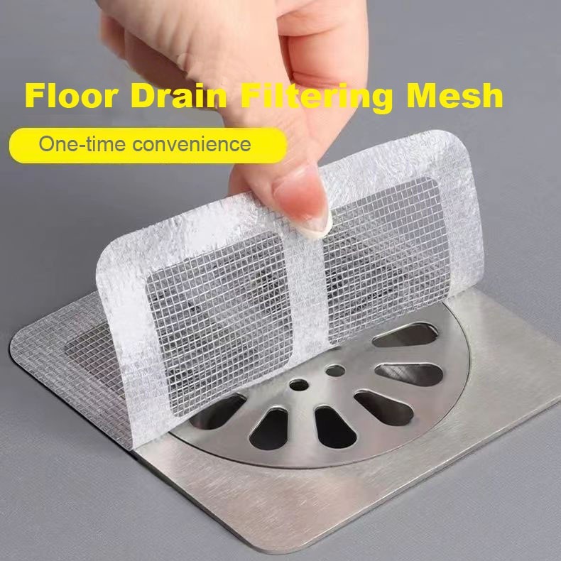 10 แผ่น ที่ปิดท่อ สติ๊กเกอร์ตาข่าย  ป้องกันแมลง ดักเศษผม  ตะแกรงกรองระบายน้ำ ป้องกันการอุดตัน