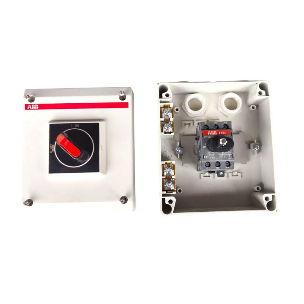ABB PLASTIC ENCLOSED SWITCH 3P กล่องเซฟตี้สวิตช์ ABB รุ่น OTP25B3M, OTP63B3M ของแท้