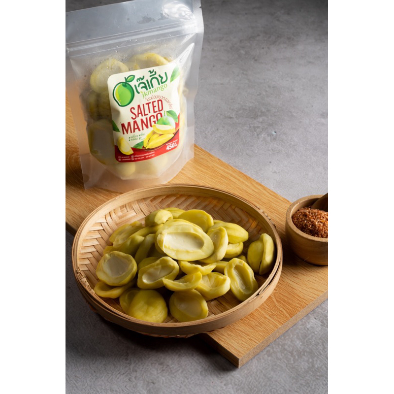 เจ๊เกี้ย มะม่วงเบา “ดองเกลือ” ขนาด 450 กรัม (เนื้อล้วน) ***ทำจากมะม่วงเบาพันธุ์ทางใต้แท้***