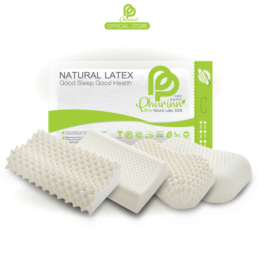 Phurinn Pillow-CT หมอน หมอนยางพารา หมอนสุขภาพ ไม่ปวดคอ ลดกรน ออฟฟิตซินโดรม