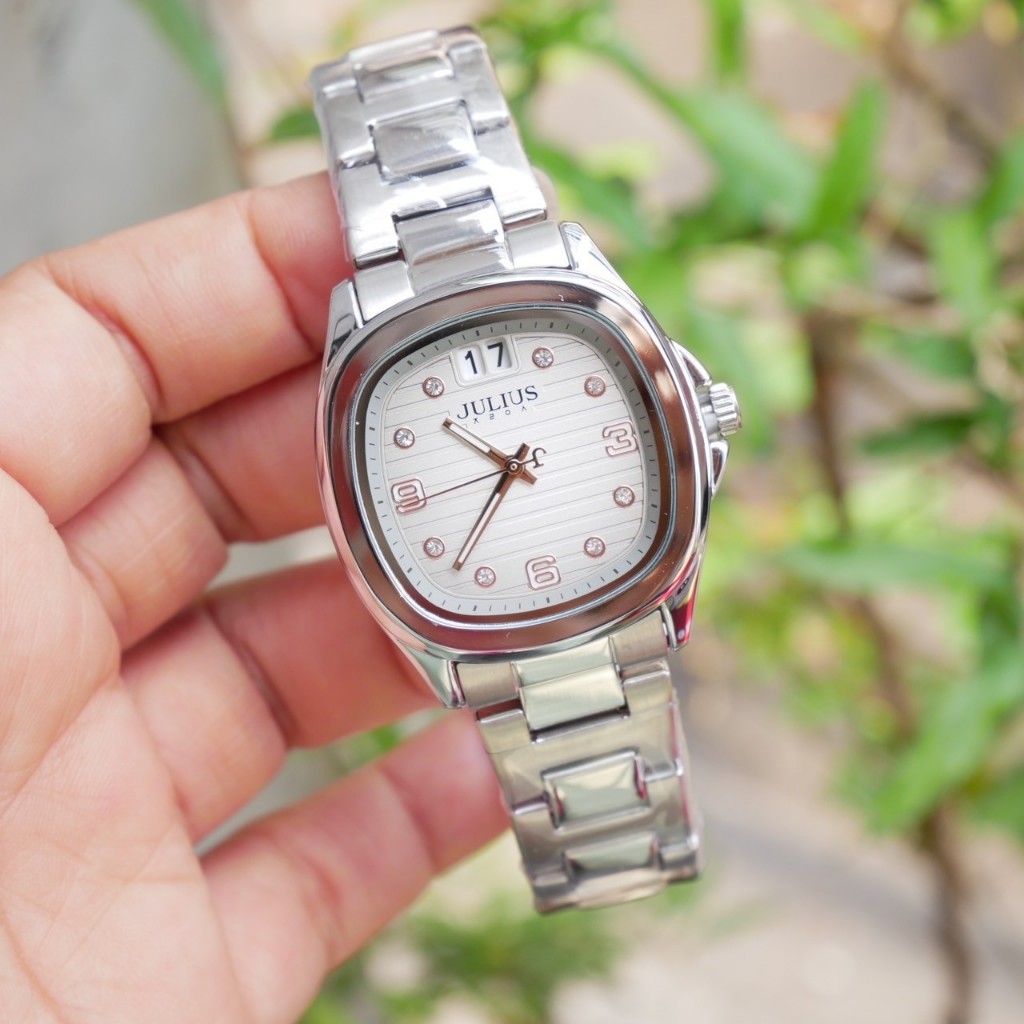 Julius นาฬิกาข้อมือผู้หญิง JA-1519 สายสแตนเลส หน้าปัดสี่เหลี่ยมมน แบรนด์เกาหลี แฟชั่นฮิตของแท้