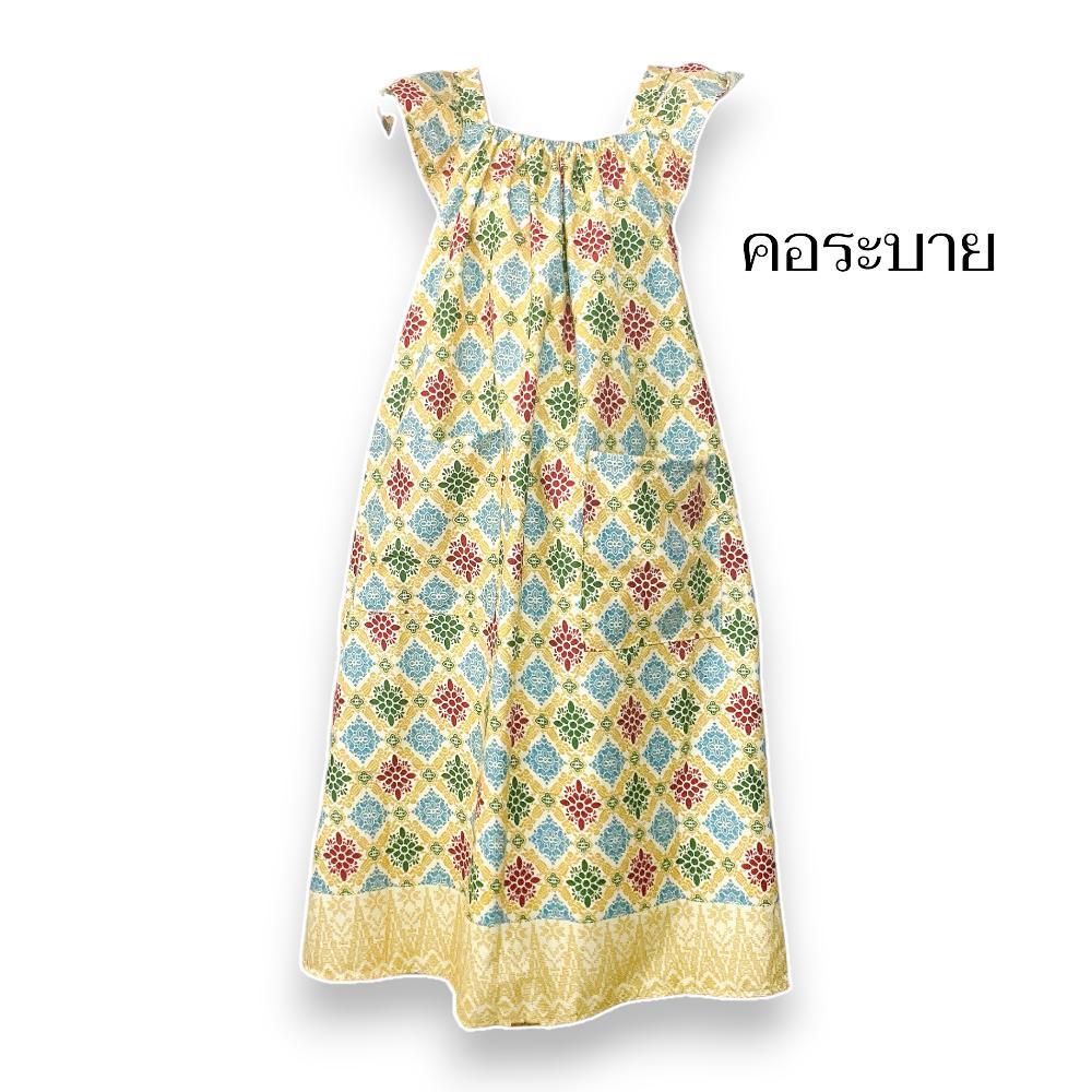 แขนระบาย ชุดกระโปรงลายดอก ชุดนอนผ้าถุง ชุดลำลอง รูปที่ 3