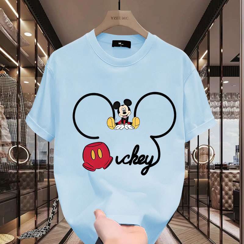 D1062เสื้อยืดแขนสั้นลายมิกกี้เม้าส์  ผ้านุ่มยืดได้ใส่สบายฯ ลายแฟชั่นนานาชาติ ปลีก-ส่ง