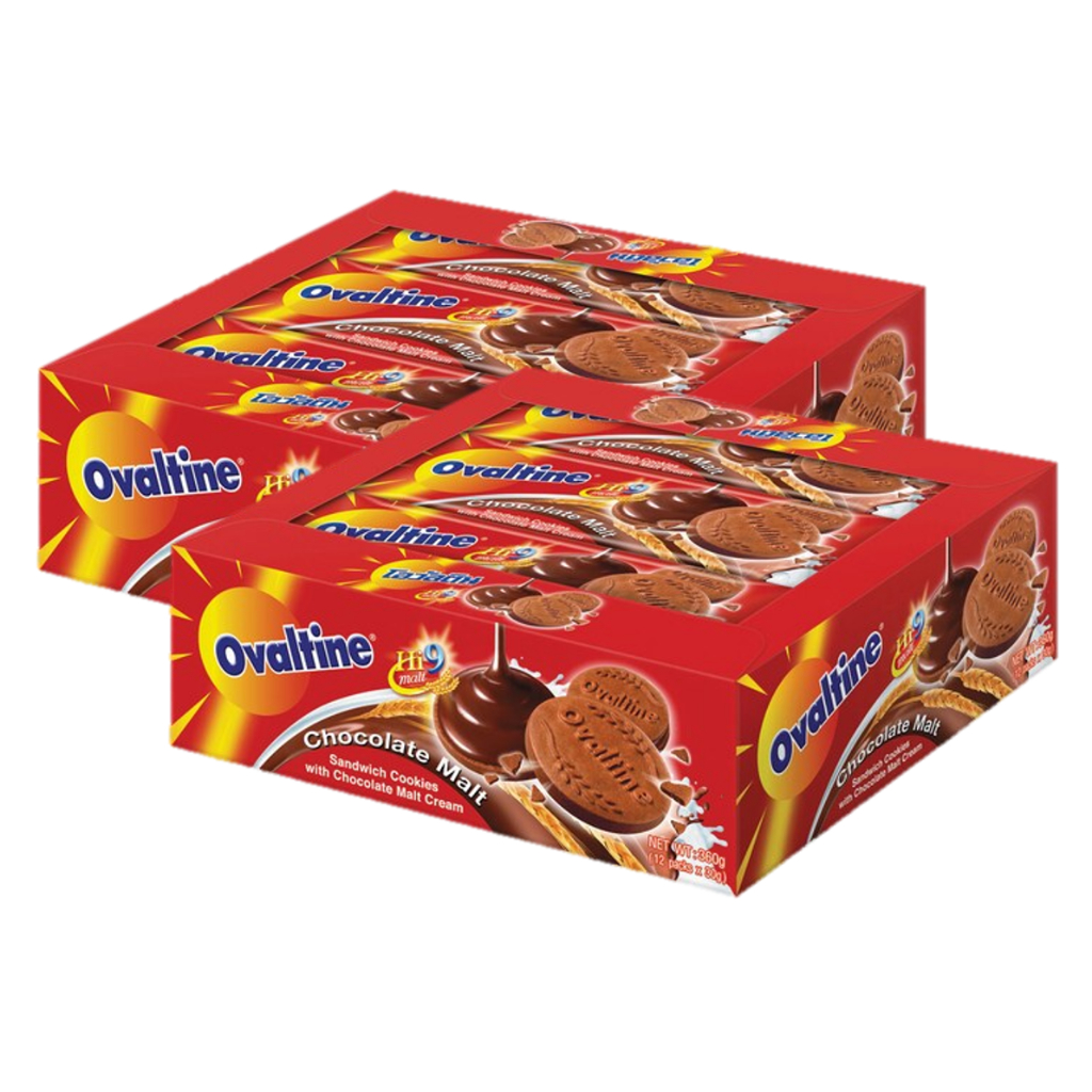 Ovaltine Chocolate Malt Cookies คุกกี้ โอวัลติน มอลต์สกัด รสช็อกโกแลต 30 กรัม x 12 แพค (2กล่อง)