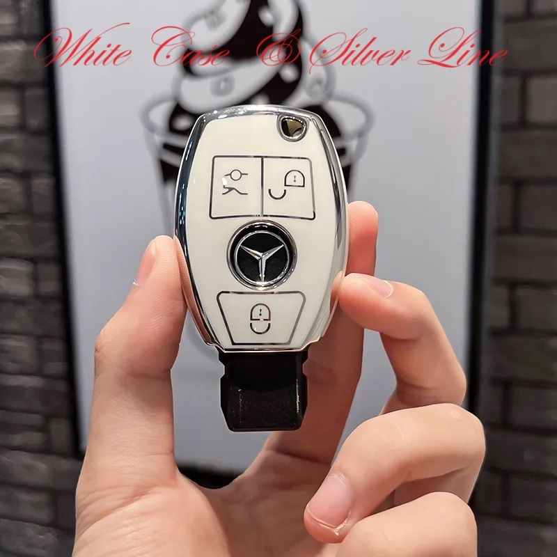 IFIN เคสกุญแจรีโมตรถเบนซ์สวยๆ TPU ชุบโลหะด้วยไฟฟ้าปลอกครอบ รีโมทสำหรับ Mercedes Benz A B R G No. 325