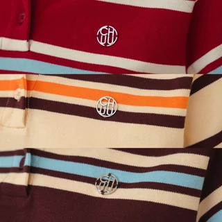 CHUUCHOP - (S-2XL) Preppy Stripe Polo เสื้อโปโลลายทางแขนสั้น(C8379)