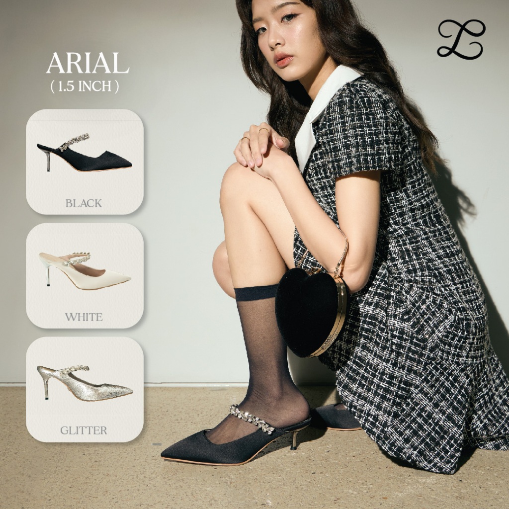 รองเท้าส้นสูง รุ่น Arial Collection 1.5 นิ้ว - White, Black, Glitter [ รองเท้าออกงาน ปาร์ตี้ ]