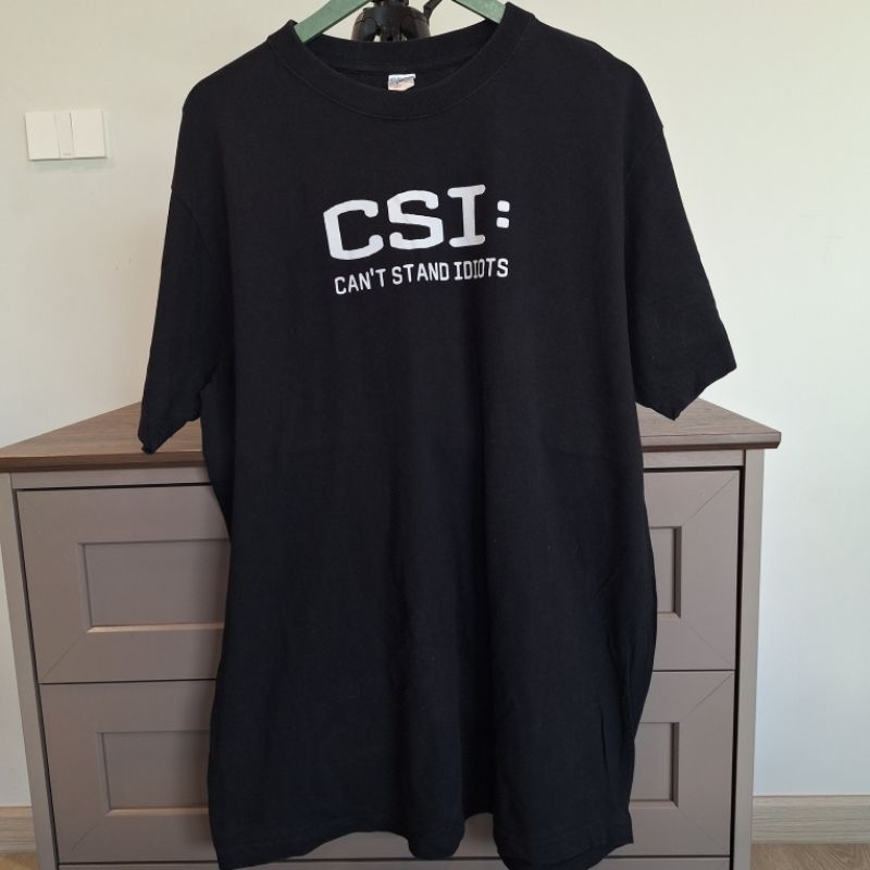 เสื้อยืด ลายฟร้อน CSI can't stand idiots size 2XL (AA77)