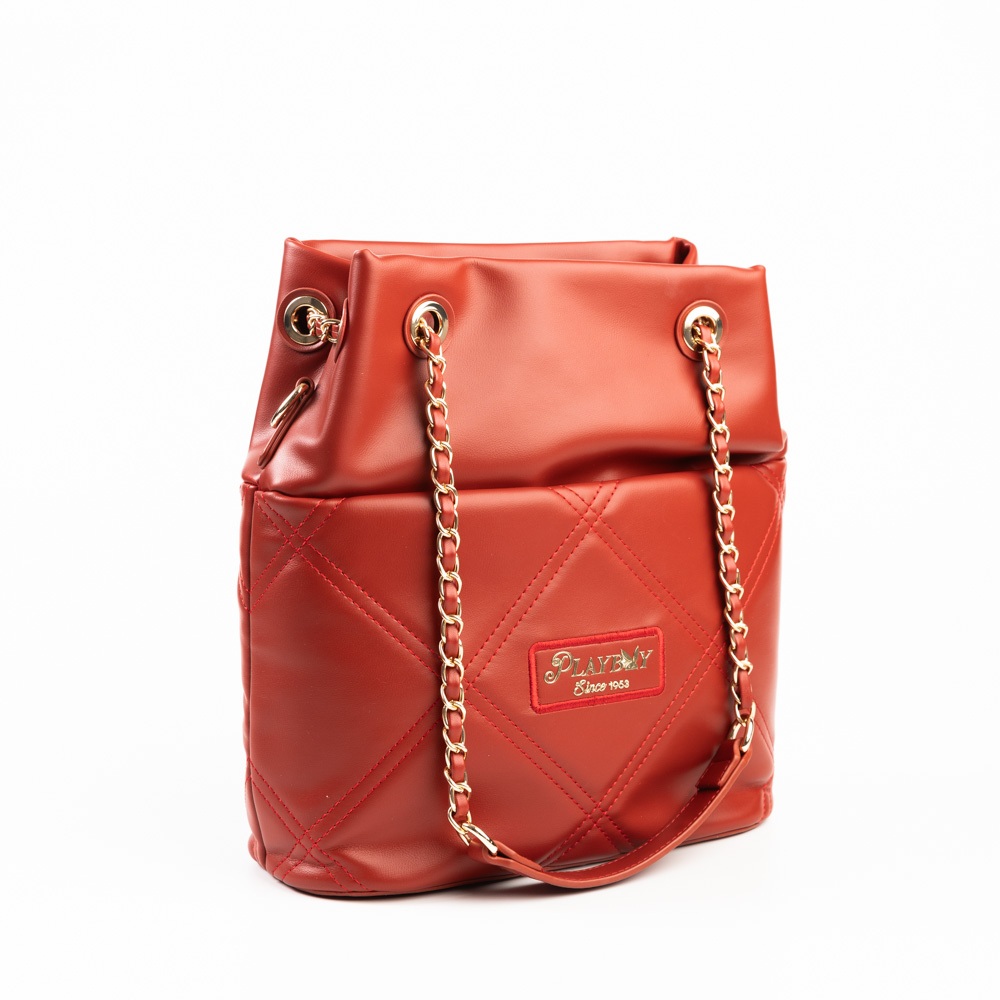 PLAYBOY รุ่น Amber Bag กระเป่าสะพายข้างผู้หญิง รหัส ST-B251PB607 ดีไซน์ทรง Bucket หนังบุนวม มี 3 สี