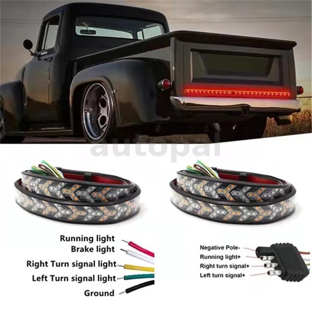 12V24V สากล รถเบรคไฟเลี้ยว Trunk ยืดหยุ่น LED Strip ไฟท้ายย้อนกลับสําหรับ Jeep Cargo Pickup SUV ไฟท้าย LED