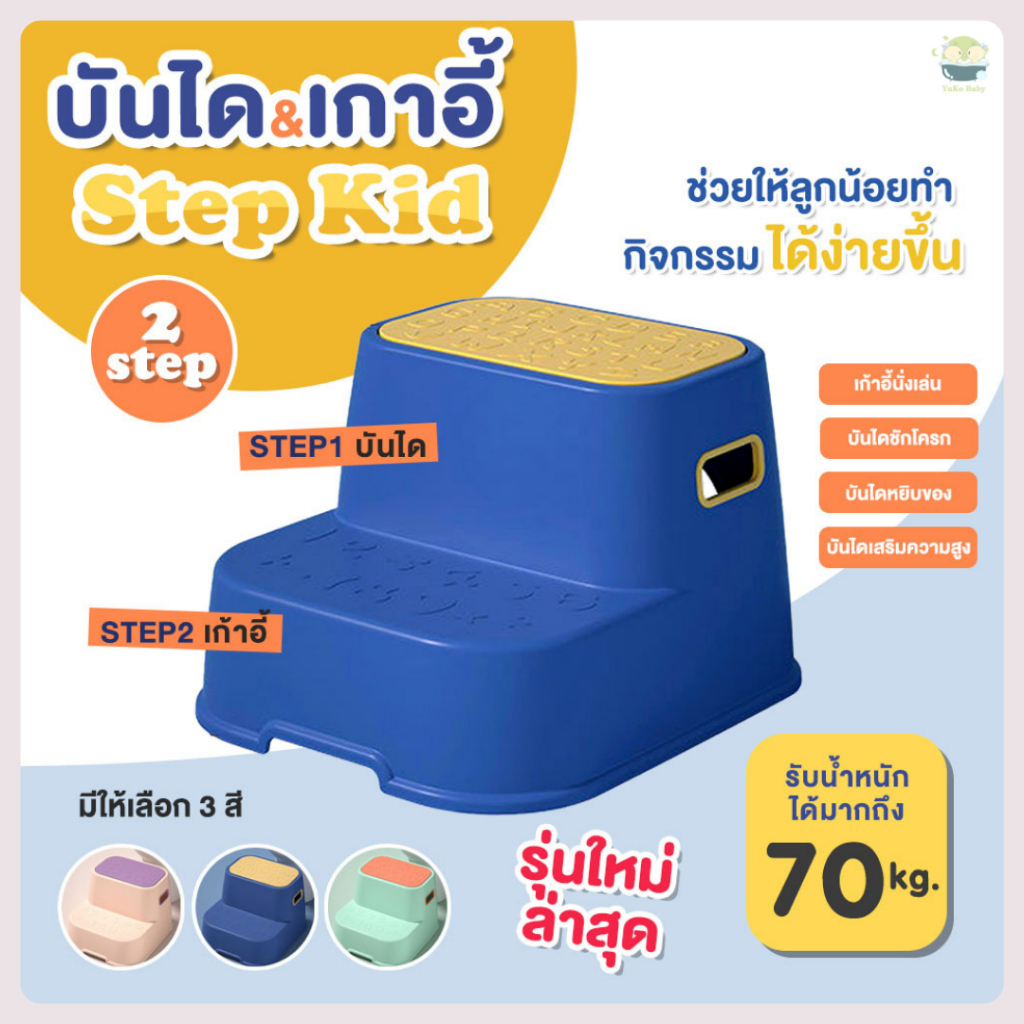 บันได2STEP บันไดปีนสำหรับเด็ก รุ่น ที่วางเท้ากันลื่นเด็ก เก้าอี้เหยียบล้างมือเด็ก บันไดชักโครกเด็ก มีกันลื่น