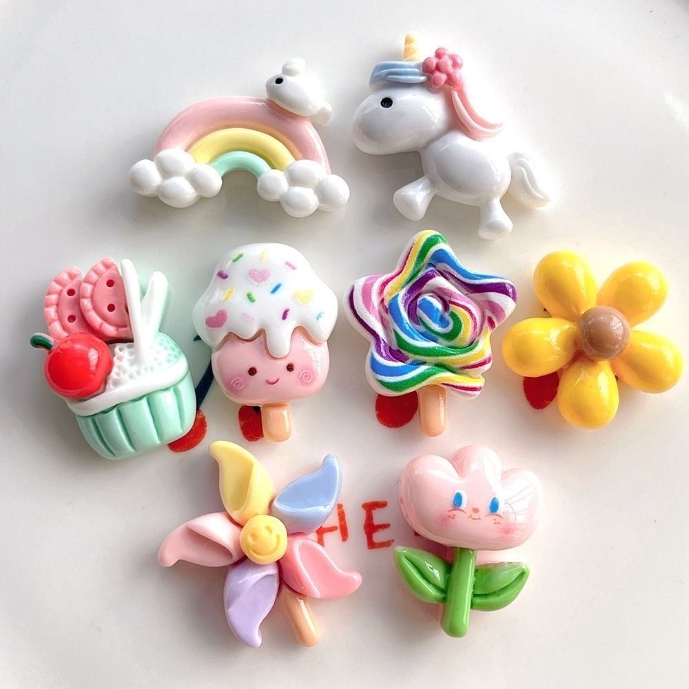 8 ชิ้น / เซ็ตปุ่มรองเท้า เซต กระดุมขึ้น รองเท้า แวววาว กังหันลม สีรุ้ง ม้า สวน รองเท้า Pin