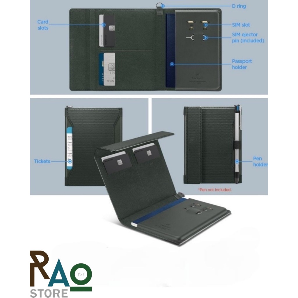 RAO Store กระเป๋าเคสใส่พาสปอร์ต  มีช่องใส่บัตร4ช่อง ช่องใส่Sim2ช่อง ที่จิ้มSim ช่องสอดเก็บตั๋ว ขนาดเล็กกะทัดรัด