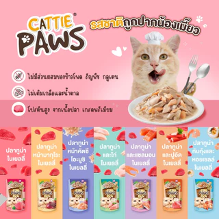 (โหล) Cattie Paws Rich อาหารเปียกแมว โปรตีนจากปลา ไม่เติมเกลือ (12x70g)