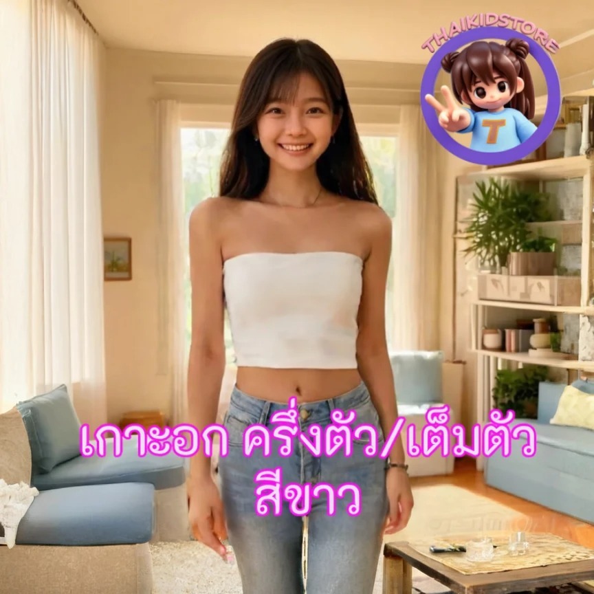 เสื้อ เกาะอก ซับใน ครึ่งตัว / เต็มตัว S F XL ผู้หญิง เด็กผู้หญิง สีขาว ผ้าแน่น ไม่โป๊ พอดีตัว ใส่สบาย