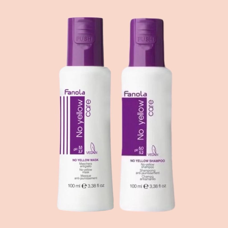FANOLA No Yellow Shampoo  Mask แชมพูม่วง  มาส์คม่วง สำหรับผมทำสีเทา-หม่น หักล้างเม็ดสีเหลืองแฝง Anti yellow 100 ML