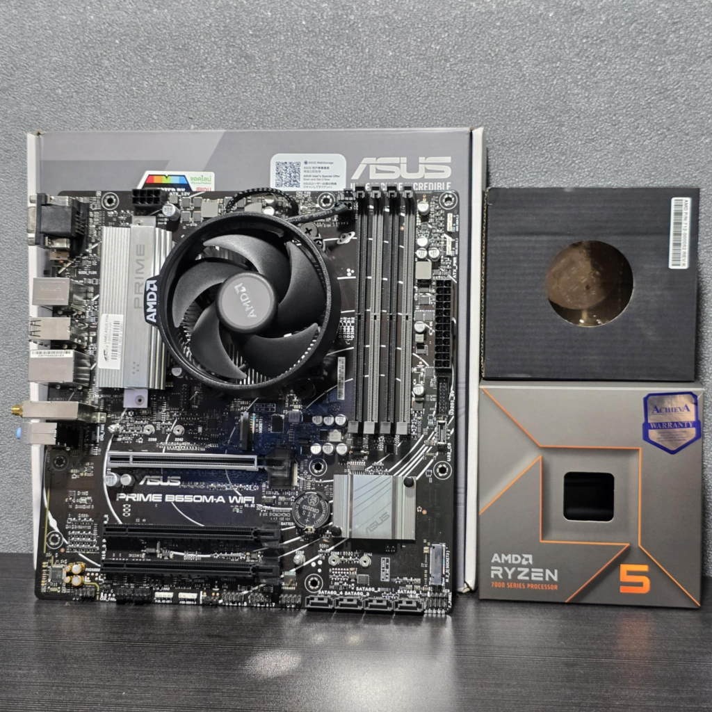 CPU AMD RYZEN 5 7600 6C/12T + ASUS PRIME B650M -A WIFI (DDR5) (AM5) (M-ATX)  มือ2/มีประกันศูนย์ไทย